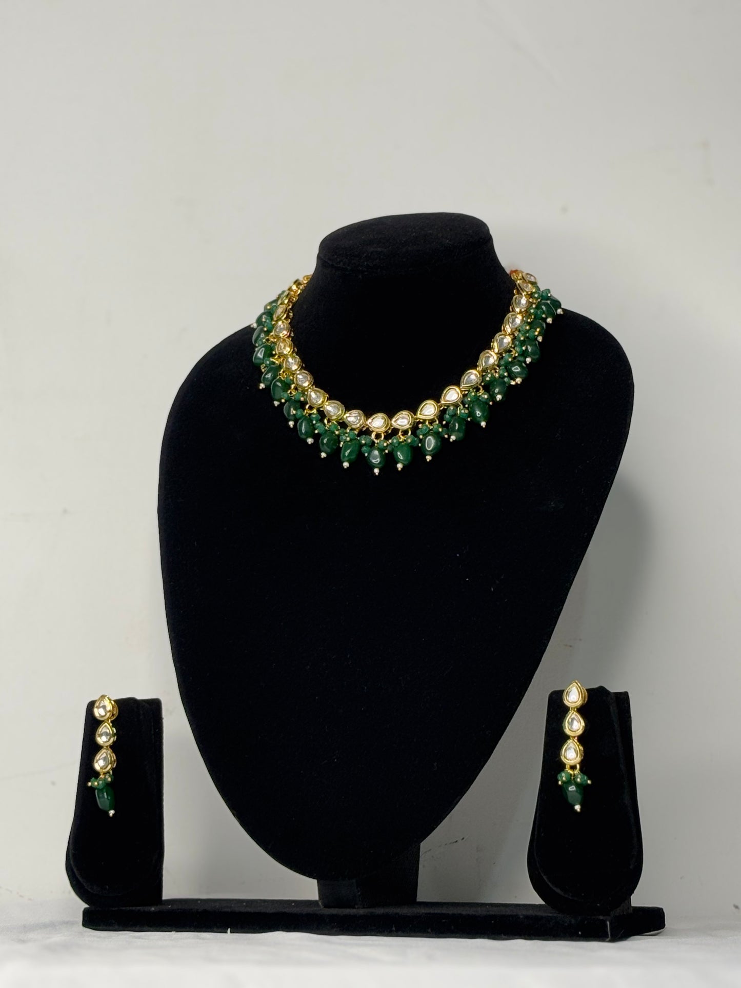 Green Drop Kundan Necklaces