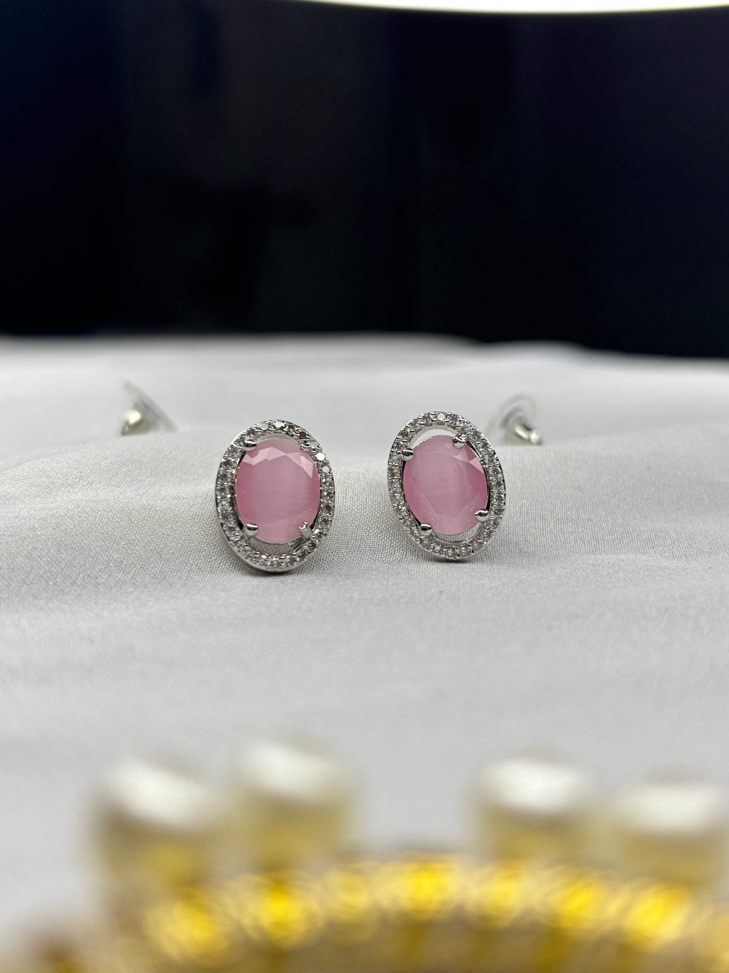 L.Pink Gem Stone Earrings